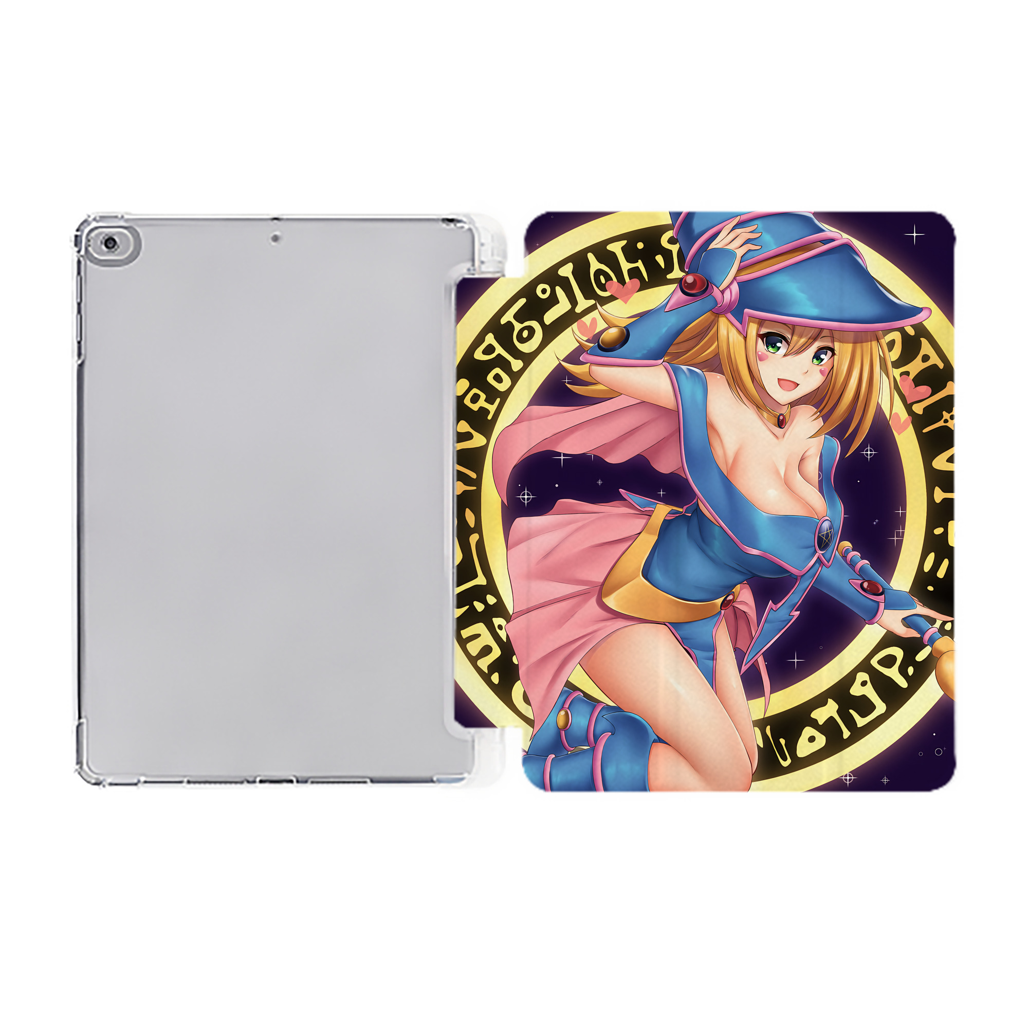 （画像用） 遊☆戯☆王 Yu-Gi-Oh! IPad ケース ペン収納付き 三つ折りスタンド PUレザー×シリコン 対応機種9.5/10.5/10.9インチ